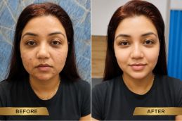 Before and after Botox results for frown lines and forehead wrinkles at Elive Clinic Dubai